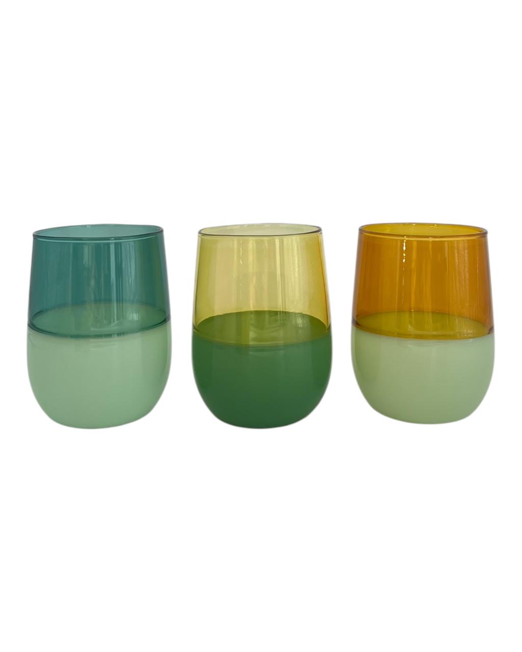 Conjunto De 6 Copos Bicolor Efeito Leitoso