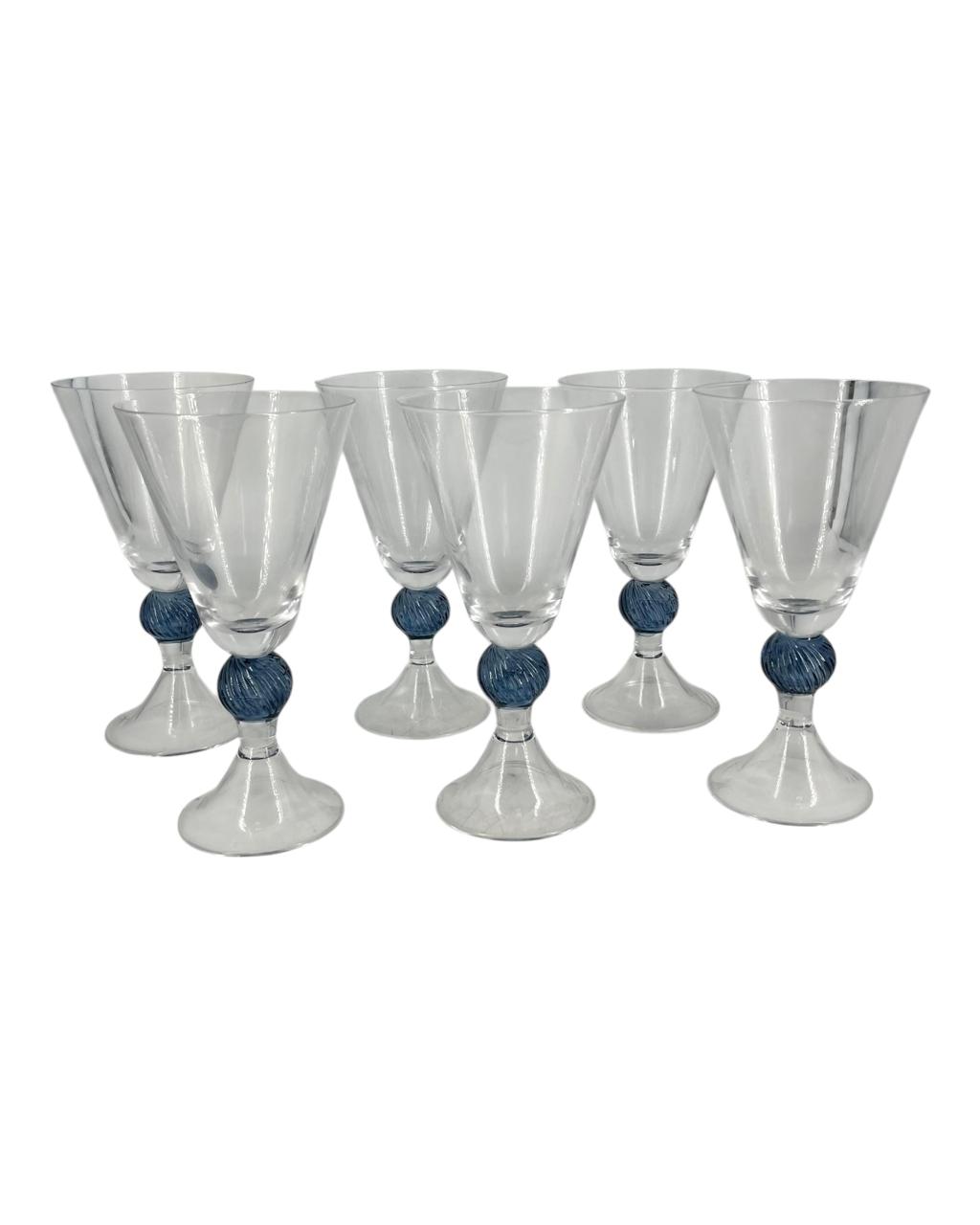 Set de 6 Taças c/ Haste Azul