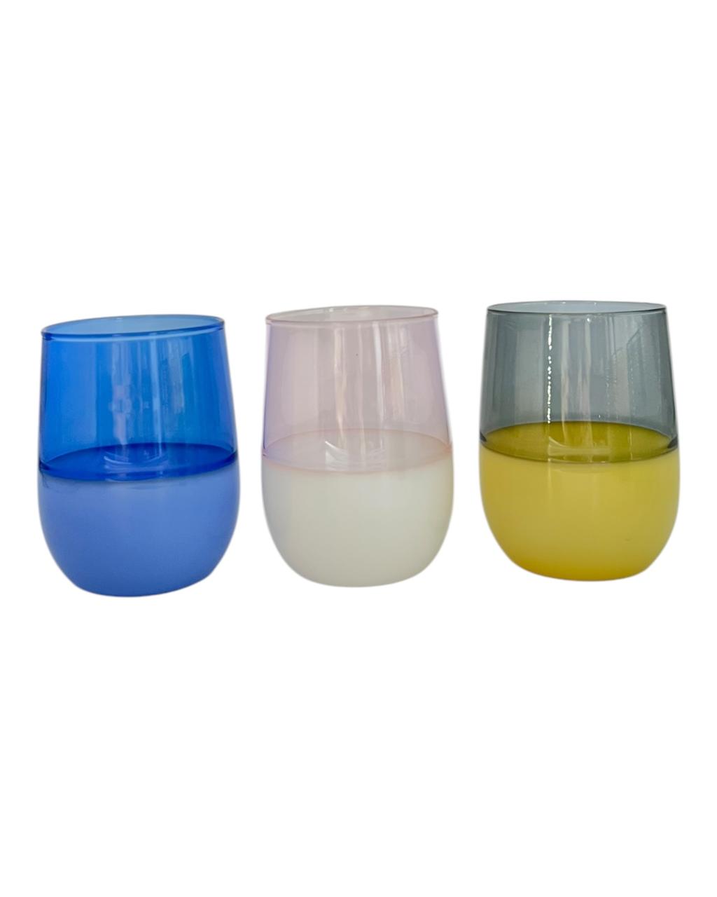 Conjunto De 6 Copos Bicolor Efeito Leitoso