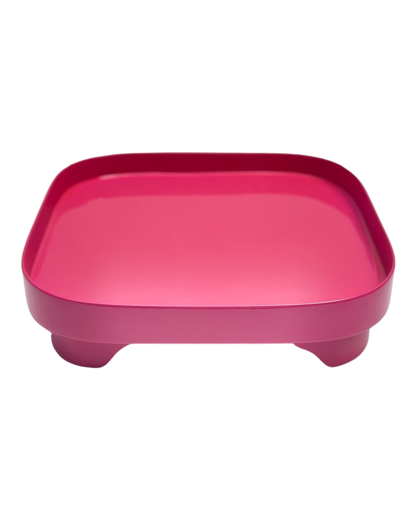 Bandeja Em Laca Quadrada Com Pé Rosa