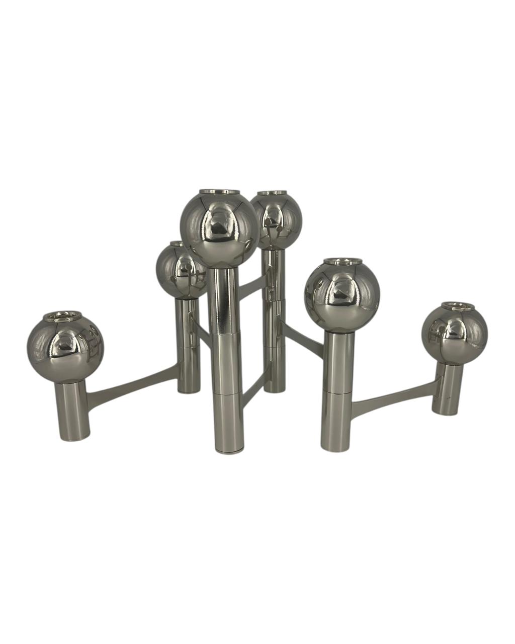 Castical De Metal Prateado 6 Velas