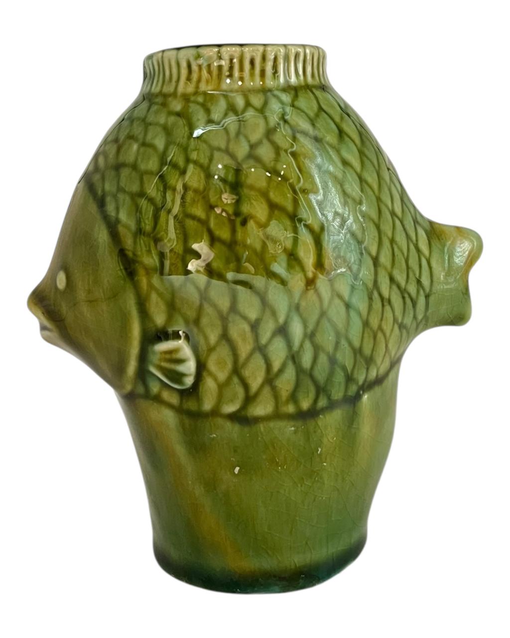 Vaso Peixe em cerâmica Verde