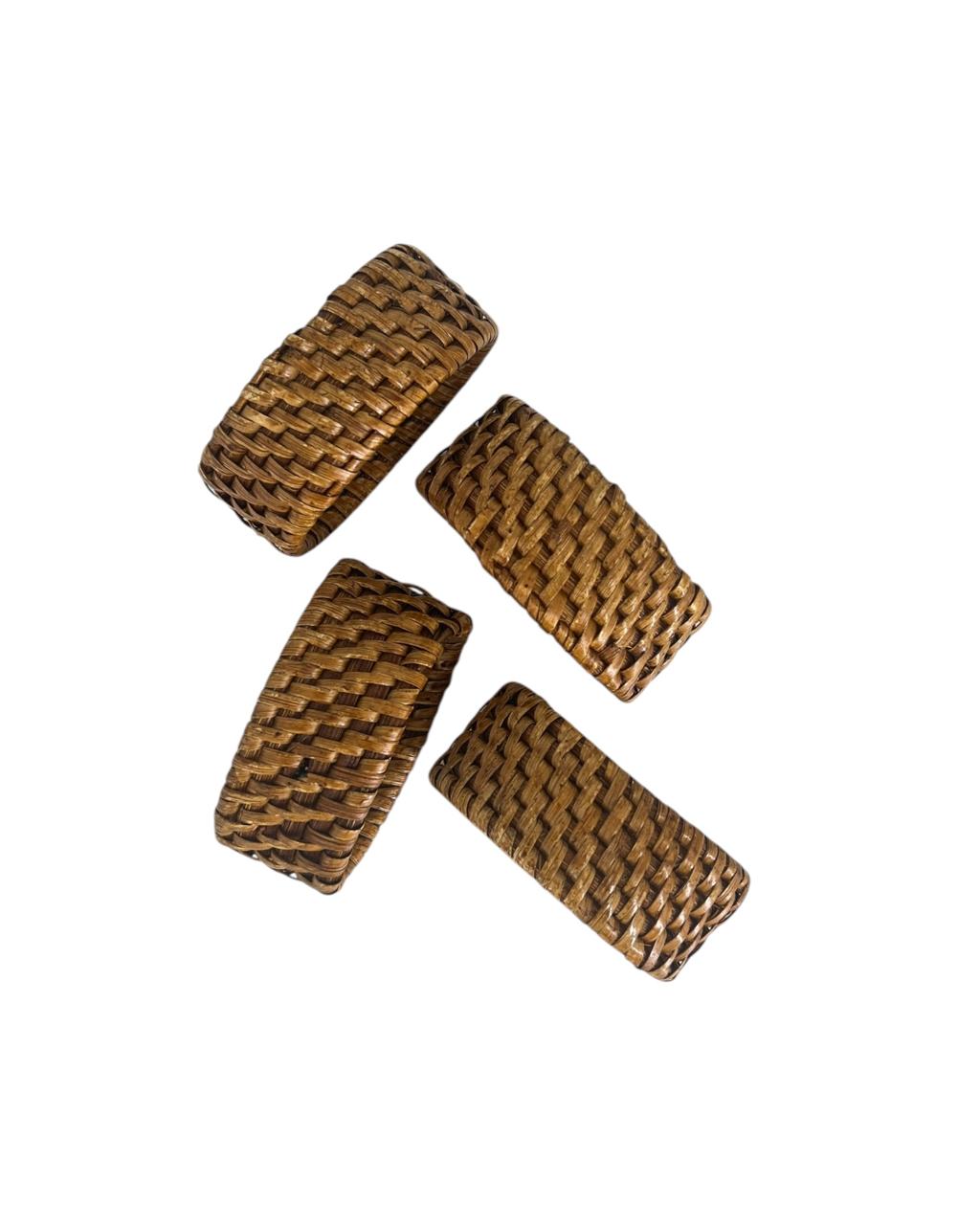 Jogo De 4 Porta Guardanapos Em Rattan Natural