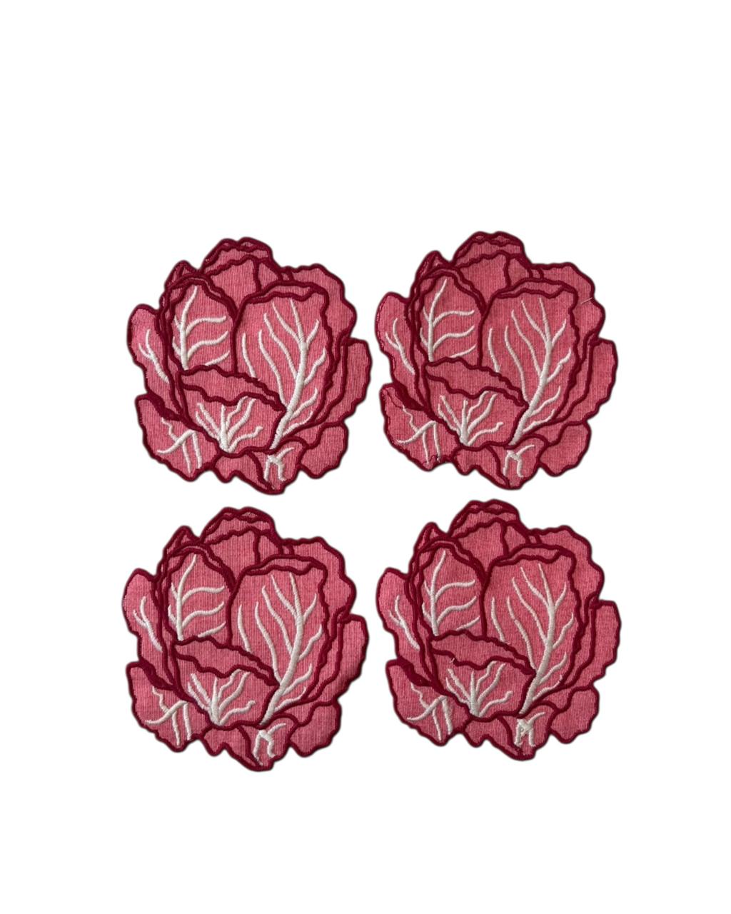 Jogo De 04 Porta Copos Em Linho - Alface Rosa