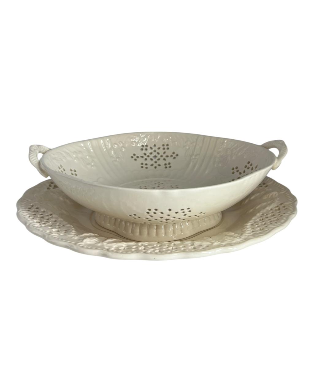 Fruteira Oval c/ Prato Royal Creamware