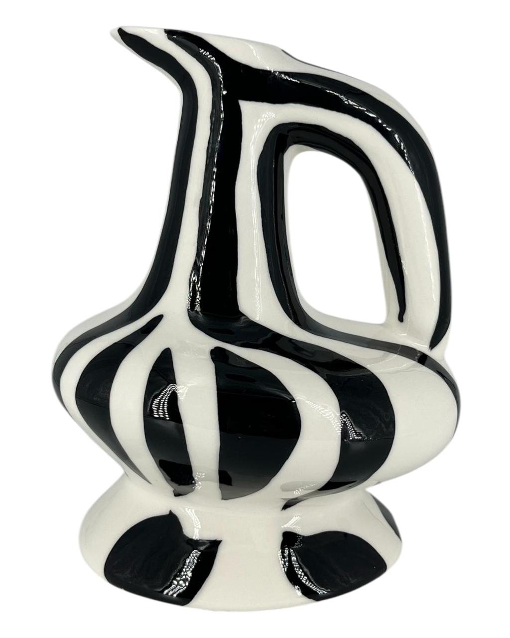 Jarra Keens Preto Branco Ceramica