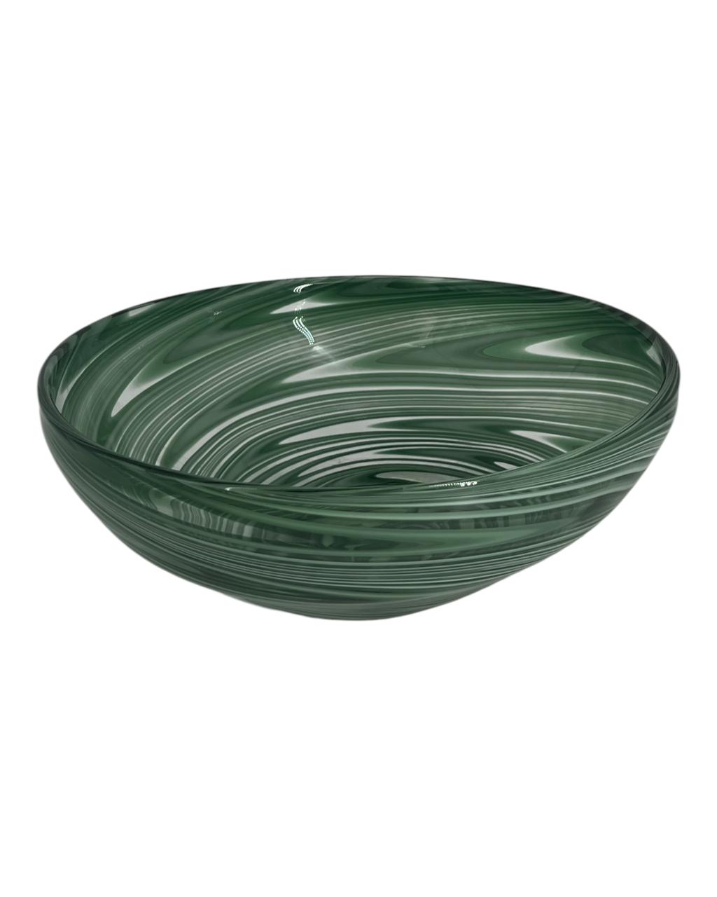 Bowl em Vidro Verde e Branco
