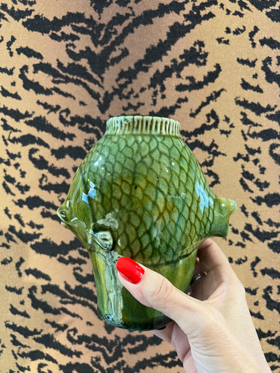 Vaso Peixe em cerâmica Verde