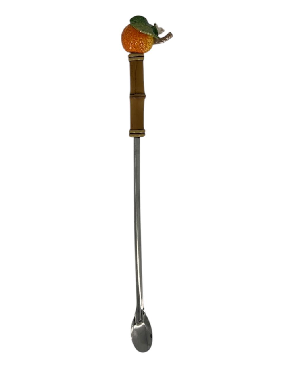 Colher Bailarina Bambu Natural C Laranja