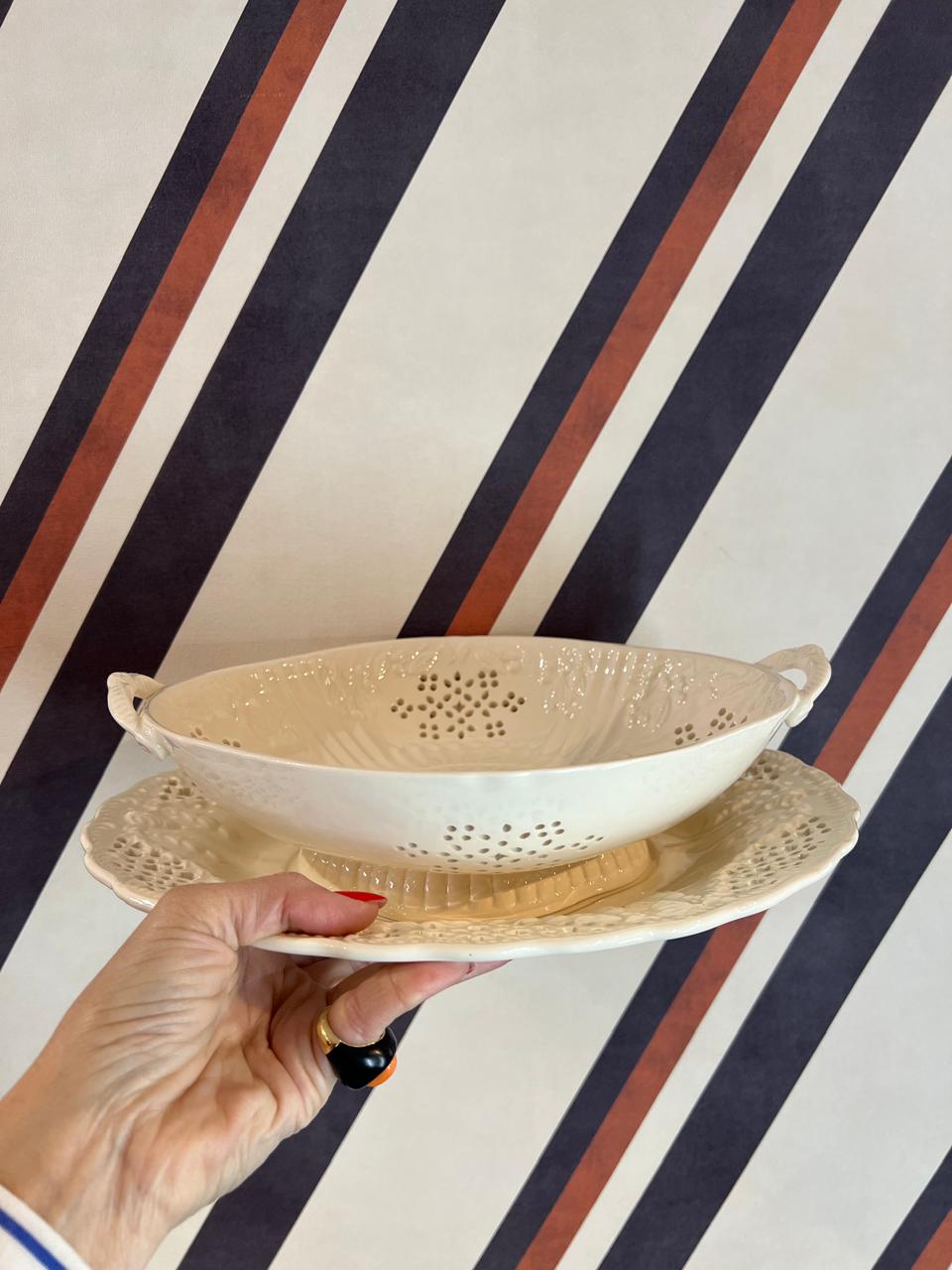 Fruteira Oval c/ Prato Royal Creamware