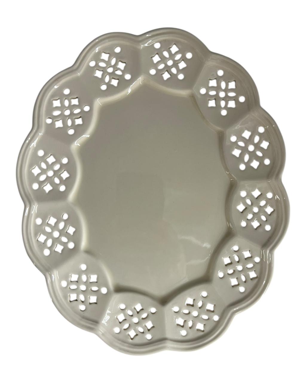 Cachepot Oval c/ Prato Royal Creamware