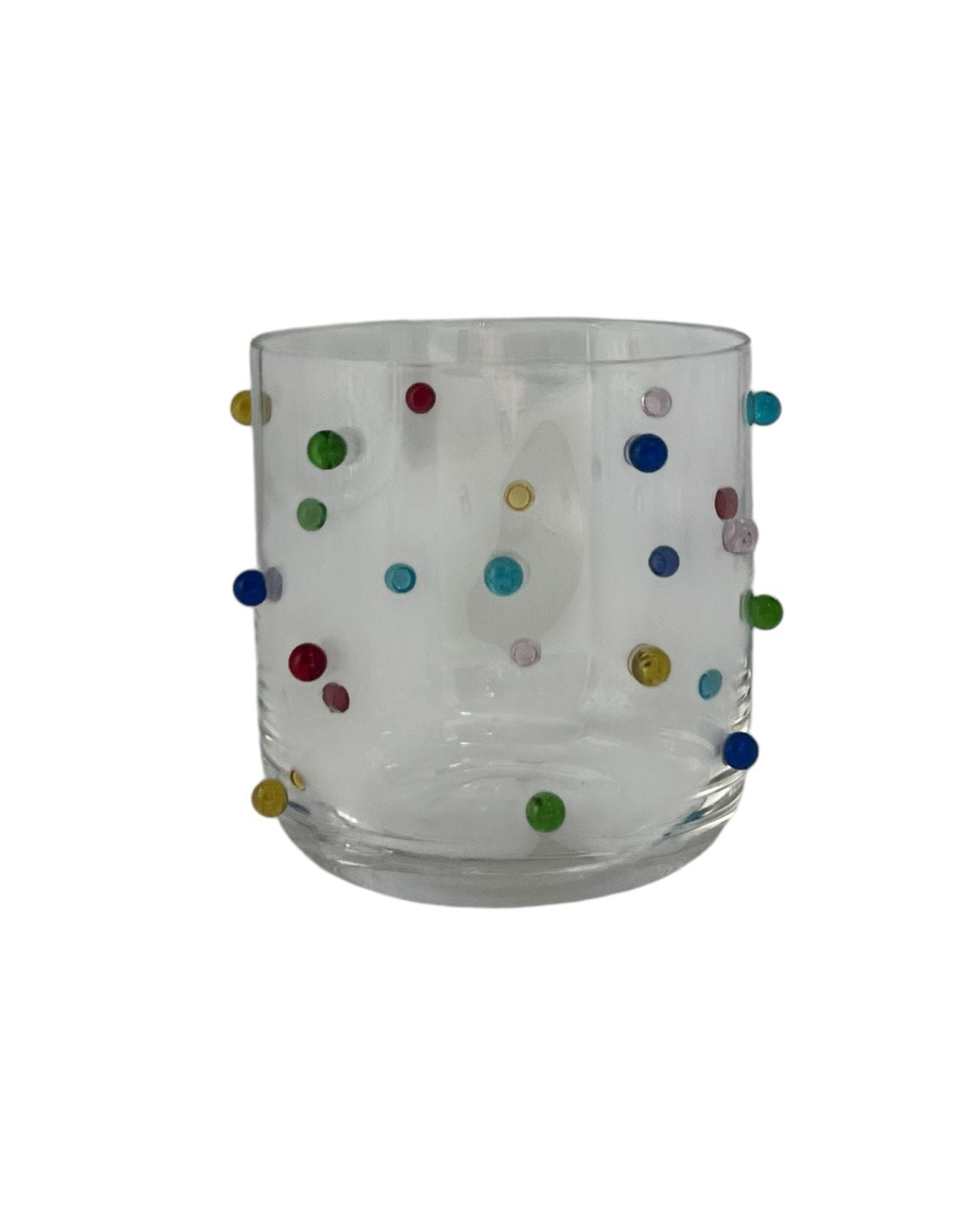 Conjunto De 6 Copos Em Vidro Com Detalhes Bolas Coloridas