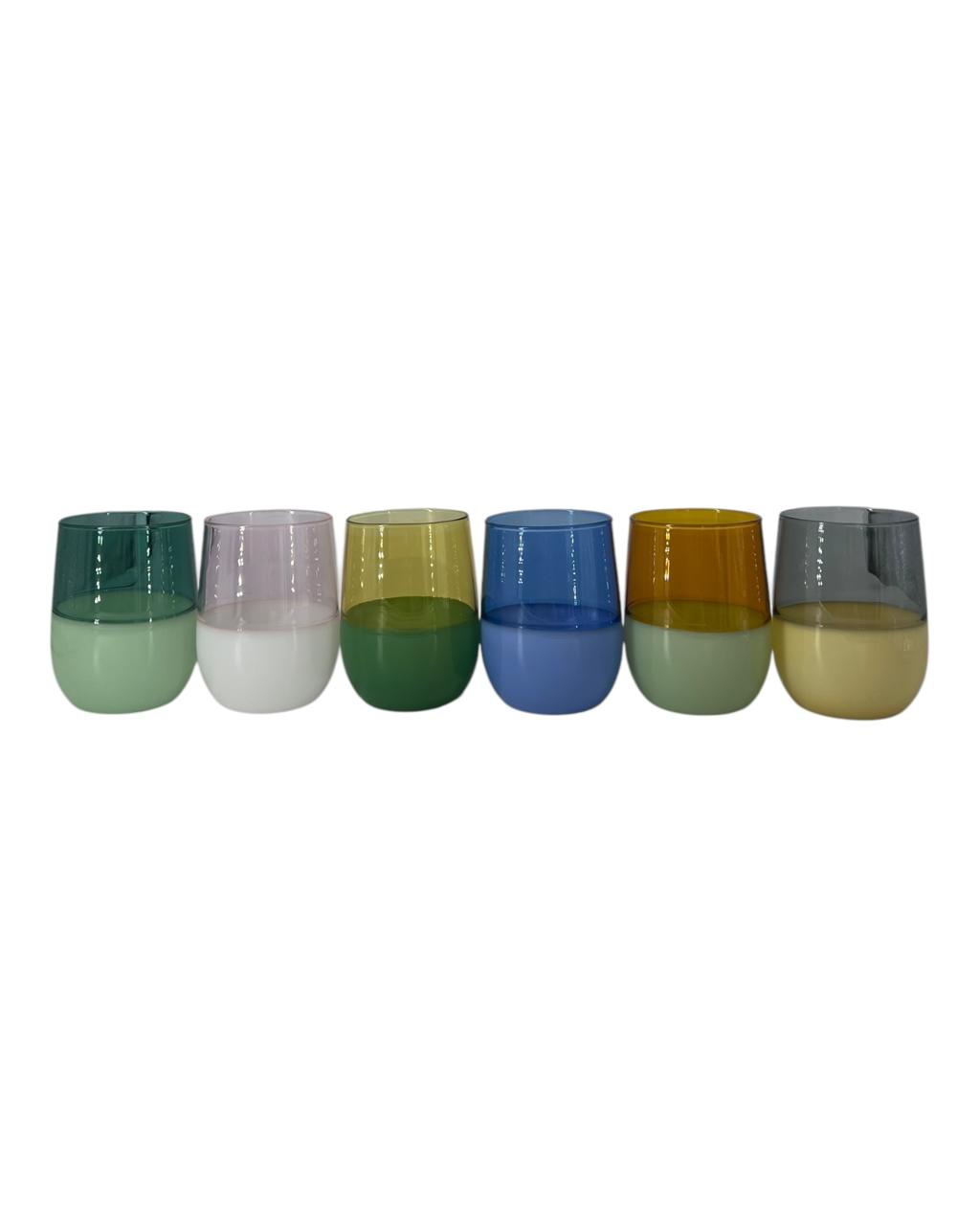 Conjunto De 6 Copos Bicolor Efeito Leitoso
