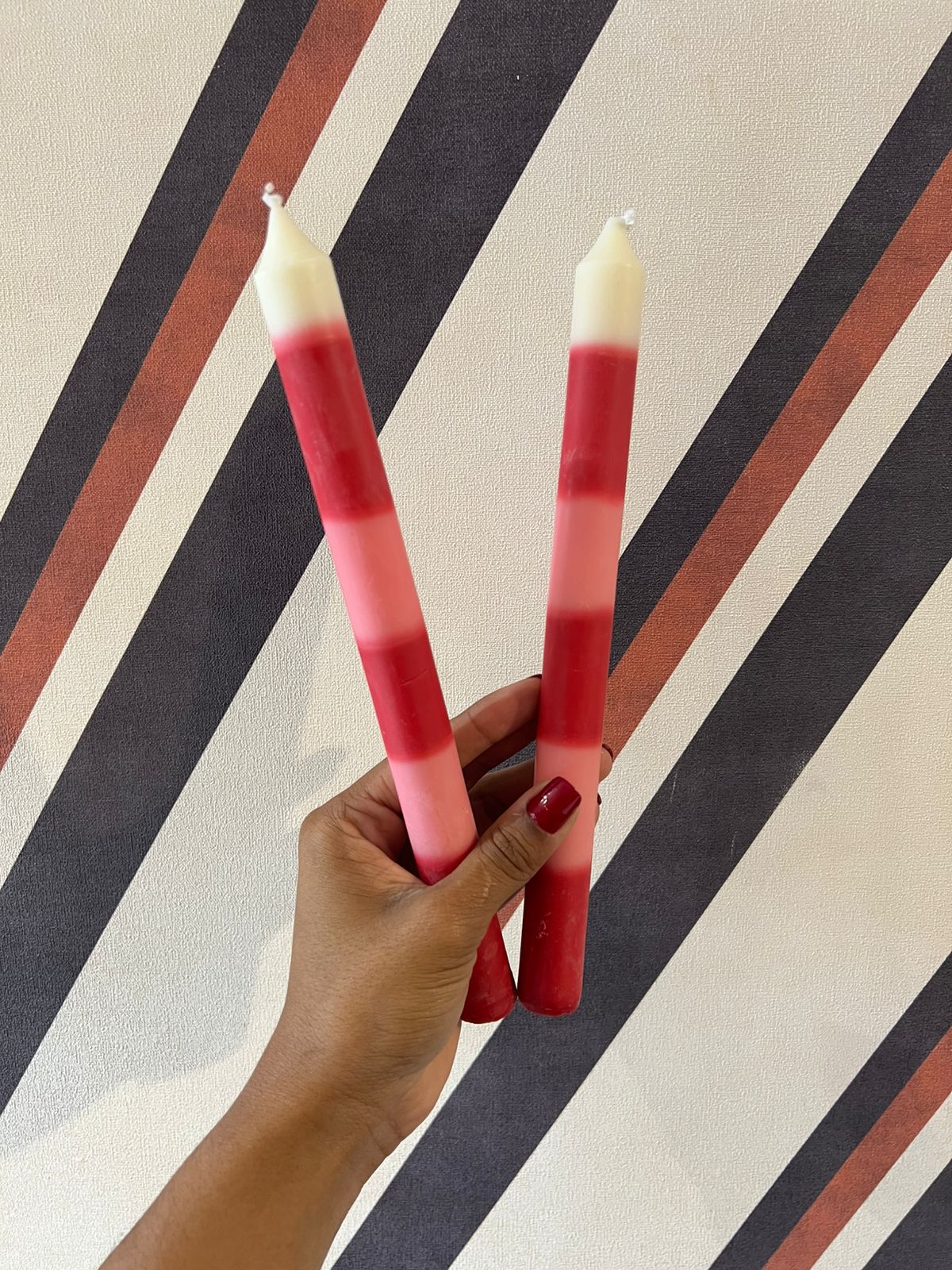 Par de Velas Longas Rosa e Vermelho