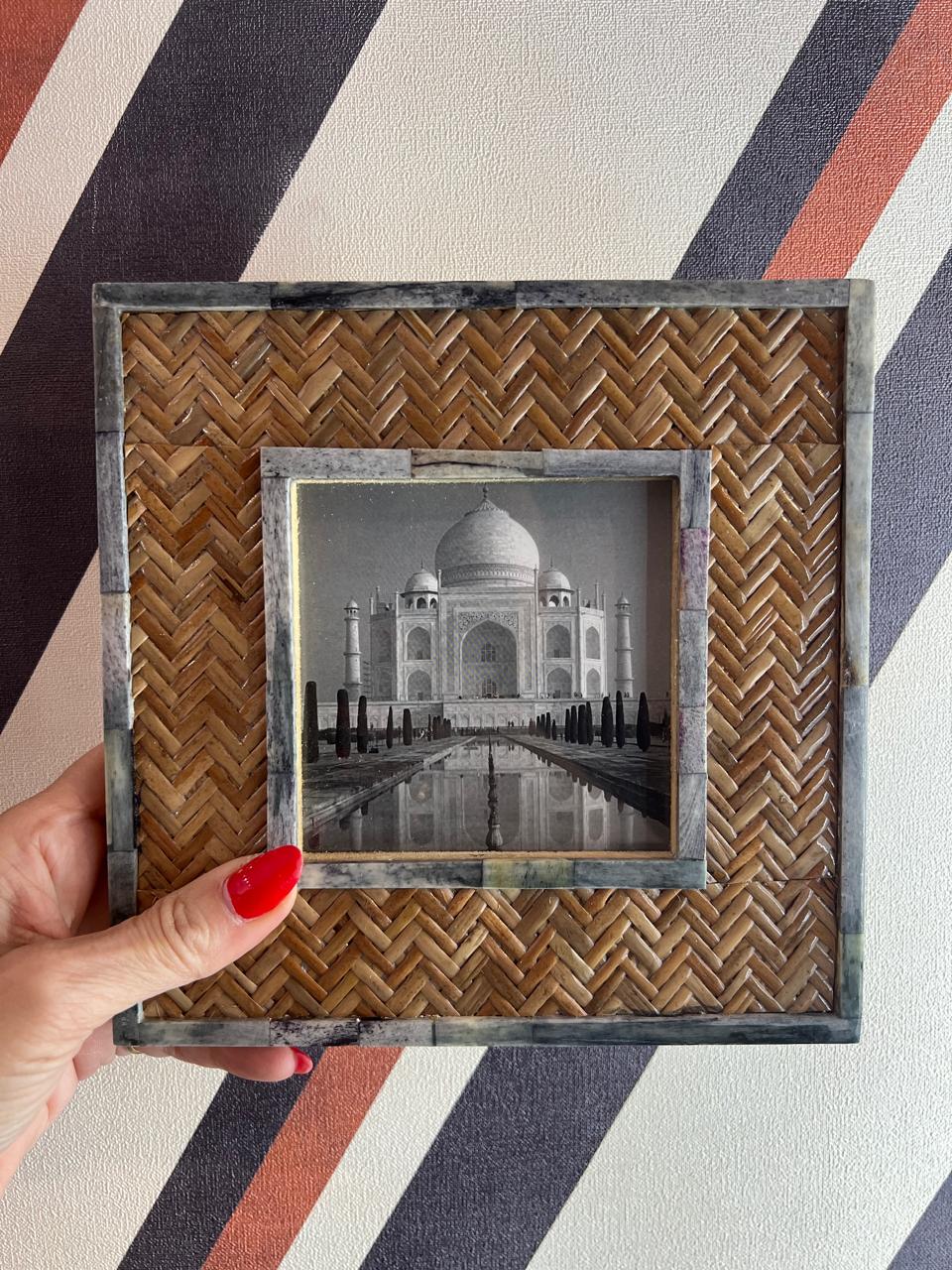 Porta Retrato Osso e Rattan M