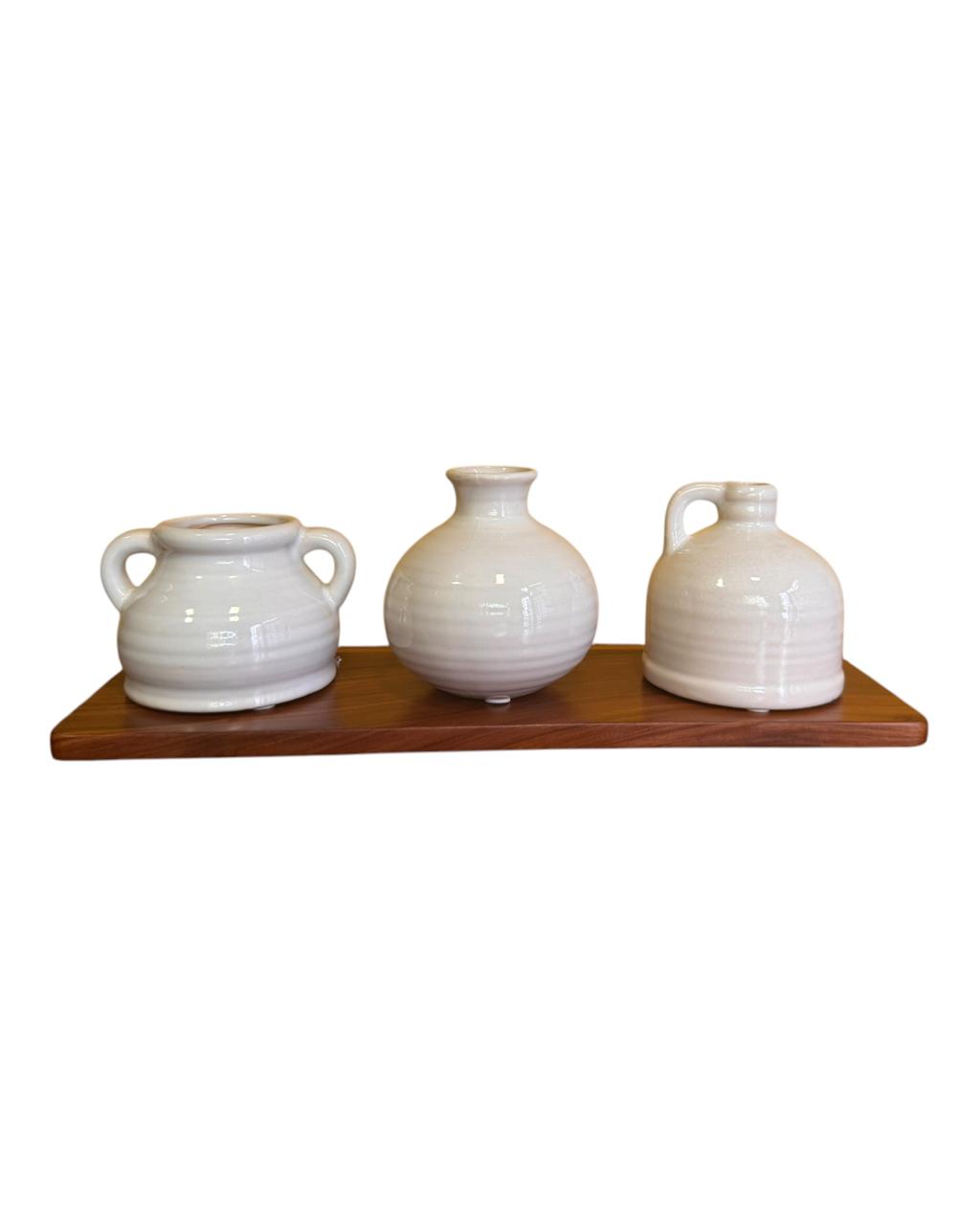 Trio De Vasos Em Jacarandá
