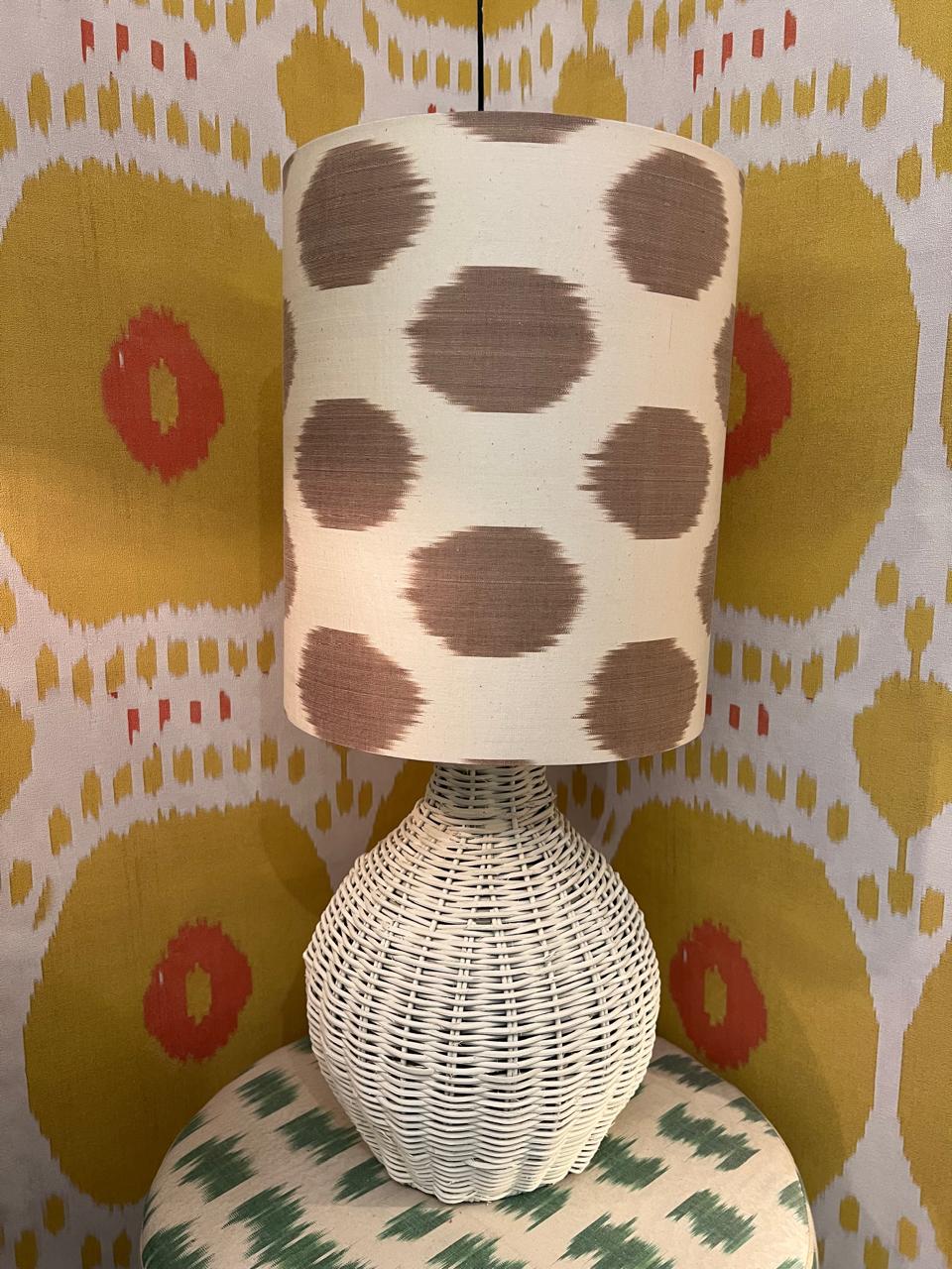 Base Abajur Rattan Off White Baixo