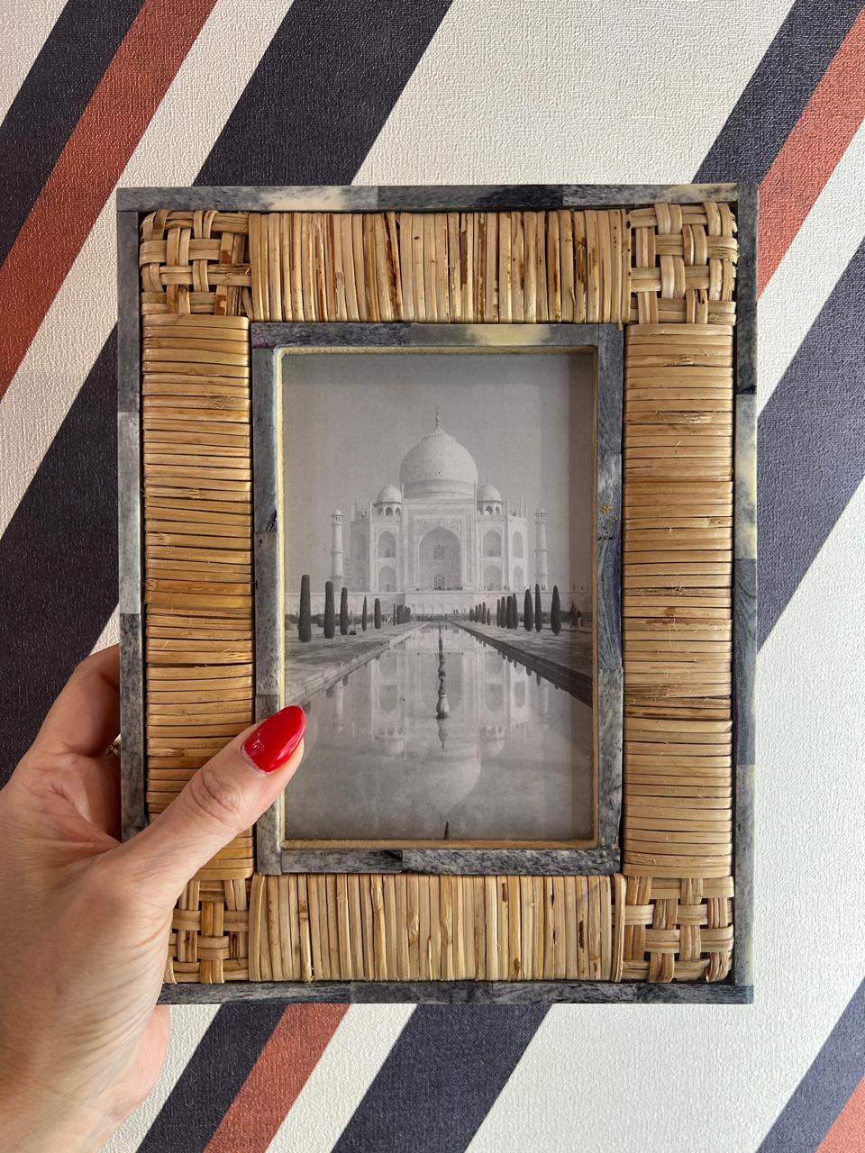 Porta Retrato Osso Rattan G