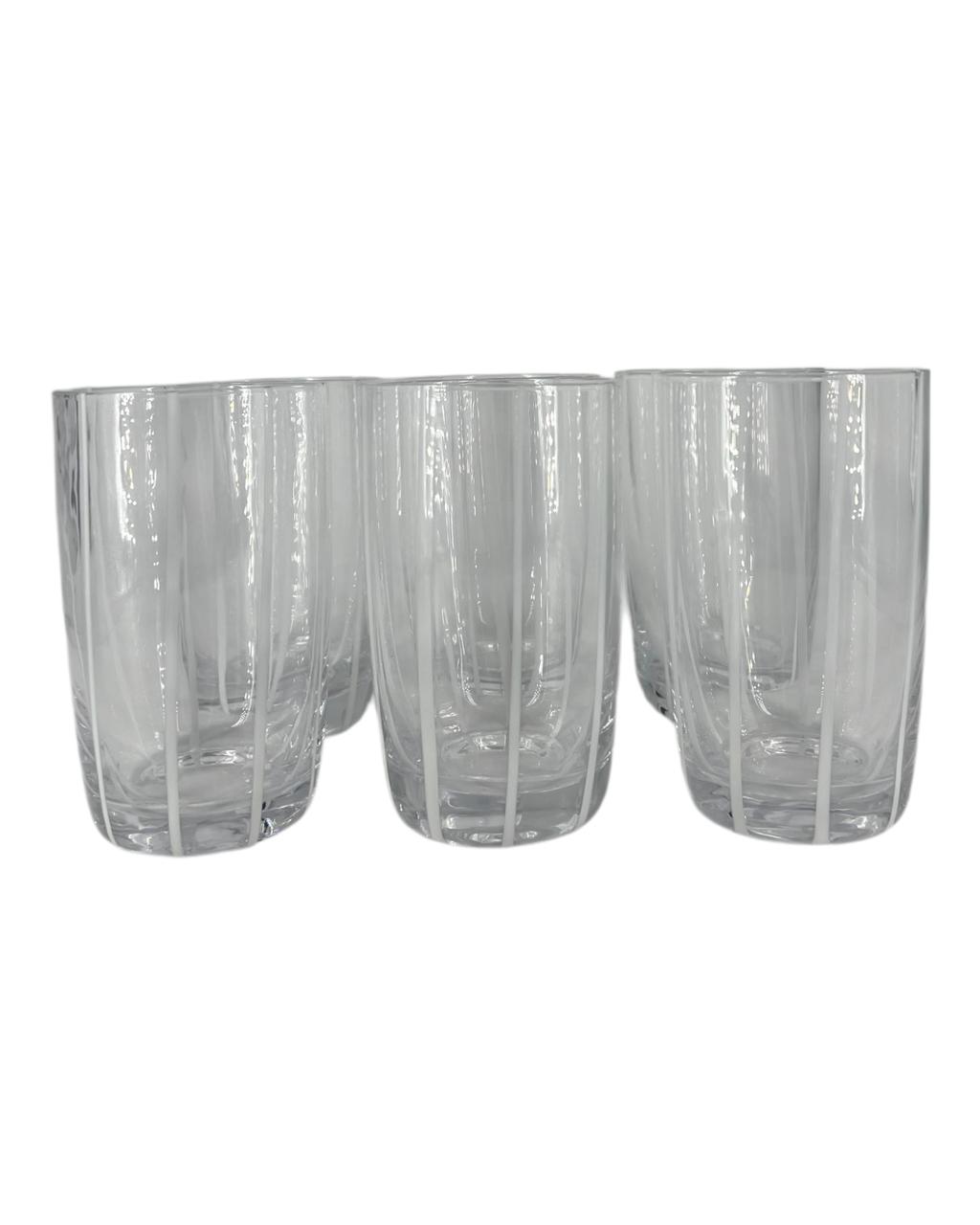 Set De 6 Copos Transparentes c/ Listras Brancas