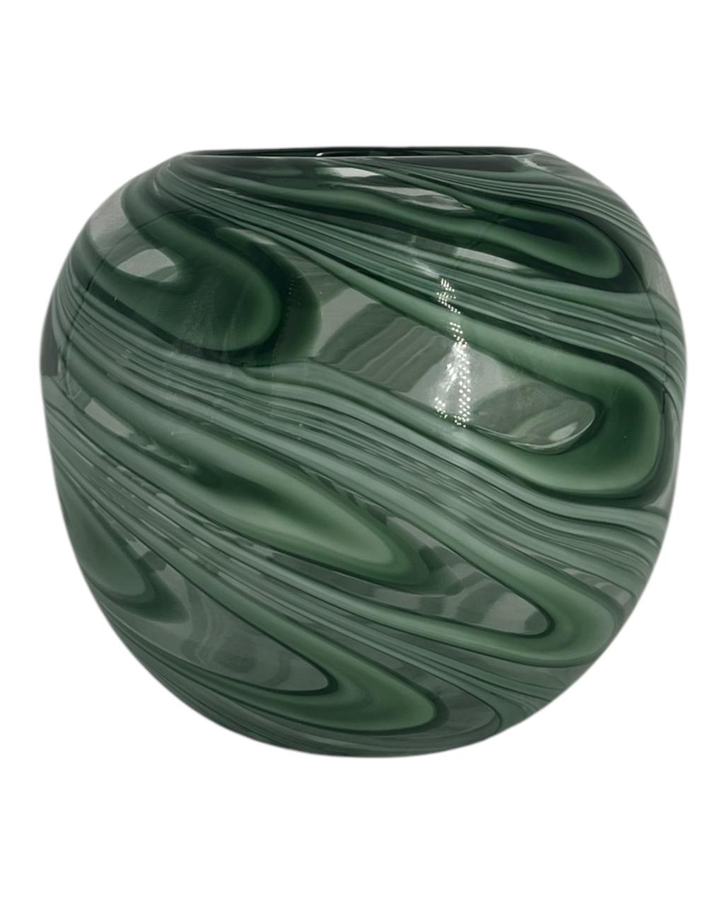 Vaso em Vidro Verde e Branco