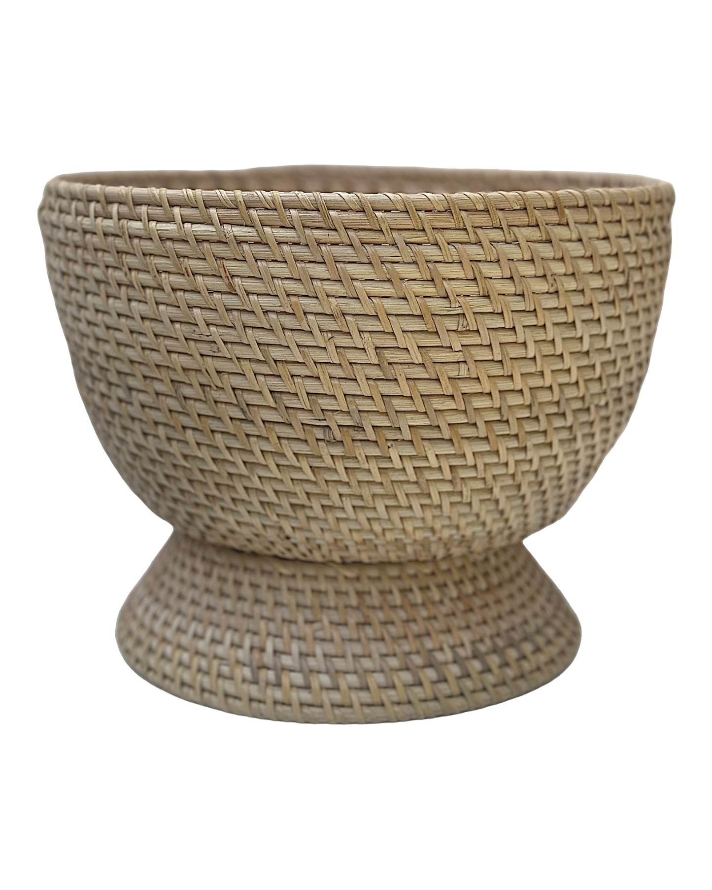Cachepot Com Pé Rattan Alto