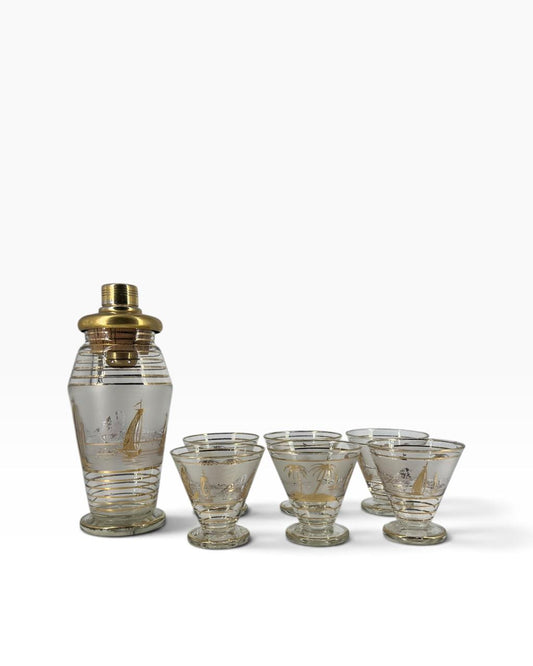 Set Coqueteleira com 6 Copos Barco