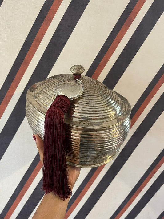 Caixa em Alpaca Oval Tassel Bordo