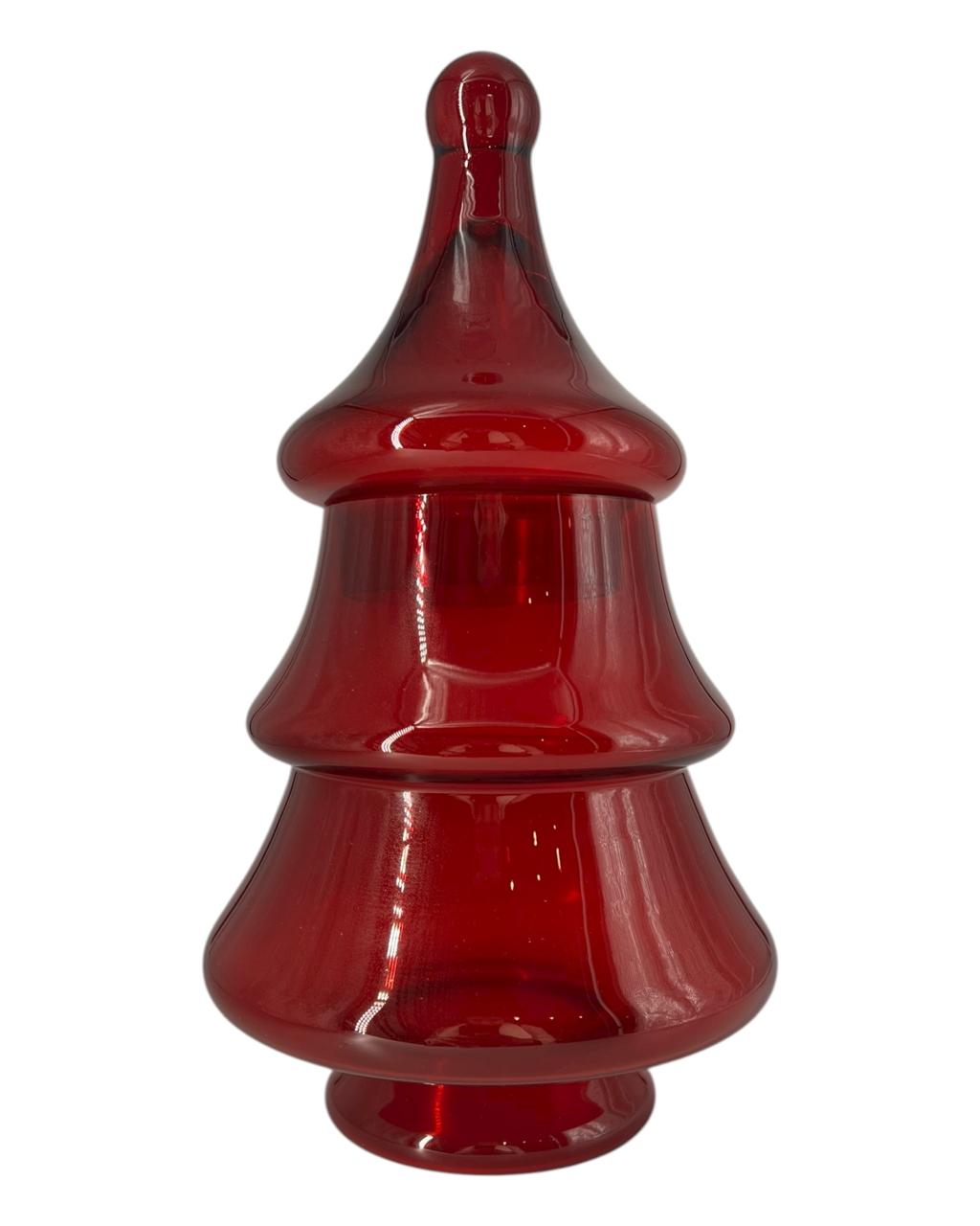 Pote em Vidro Árvore de Natal Vermelho P