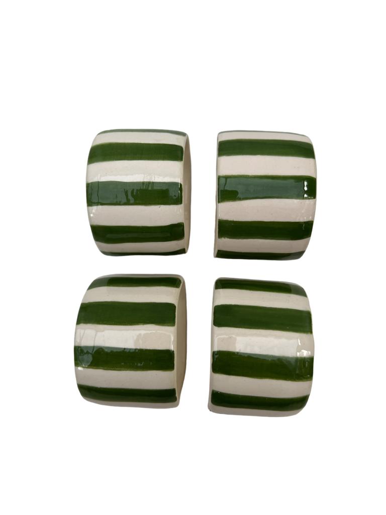 Set De 2 Argolas Para Guardanapos Stripe Verde