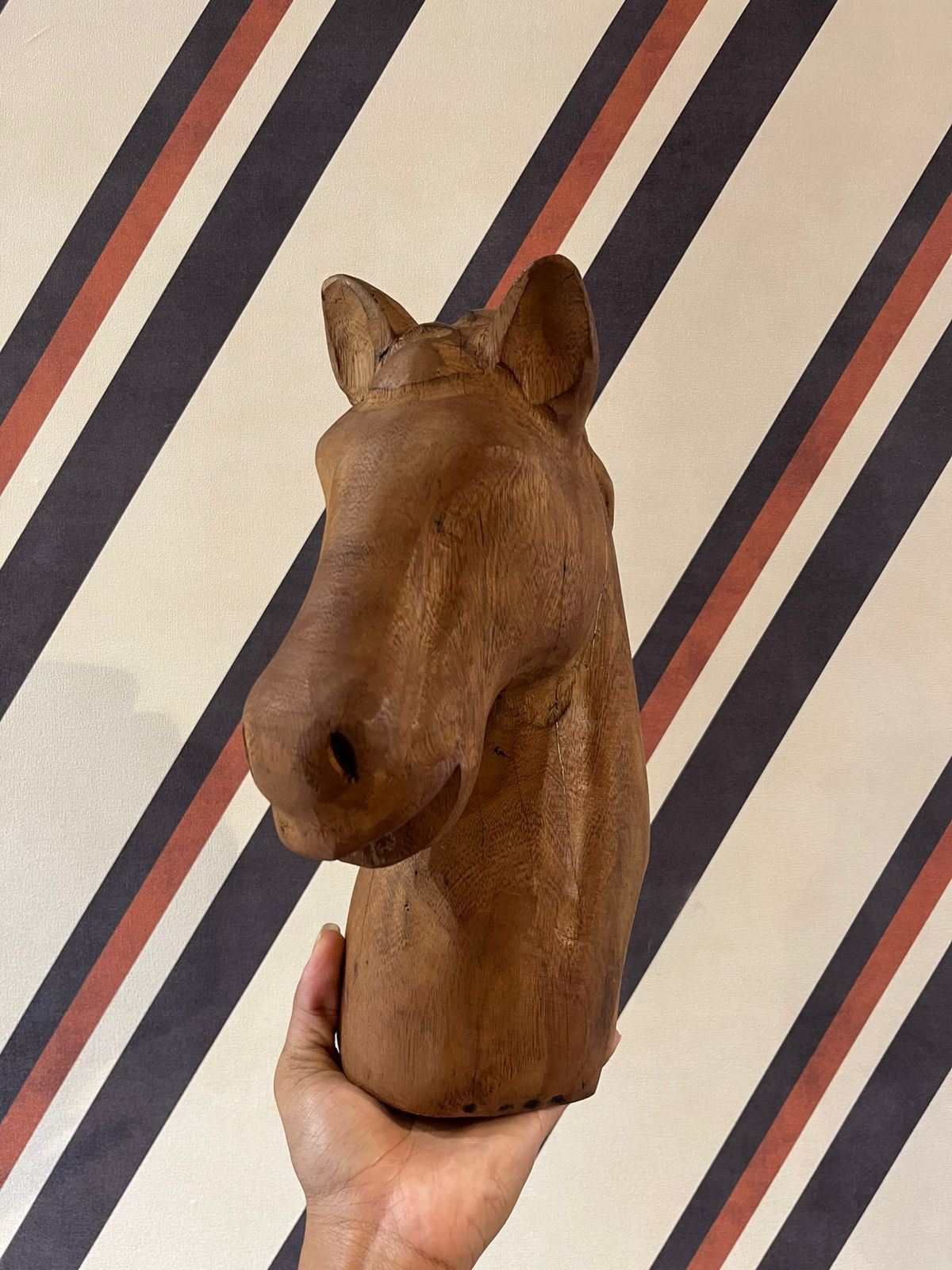 Escultura Cabeça Cavalo em Madeira