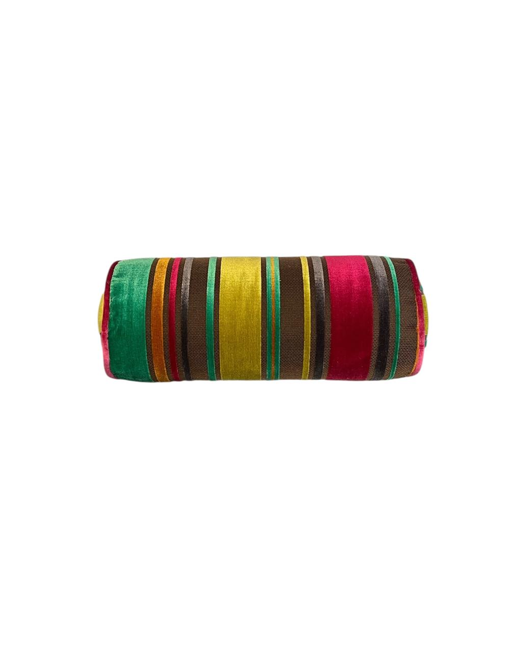 Almofada Rolo Veludo Listras  50x15
