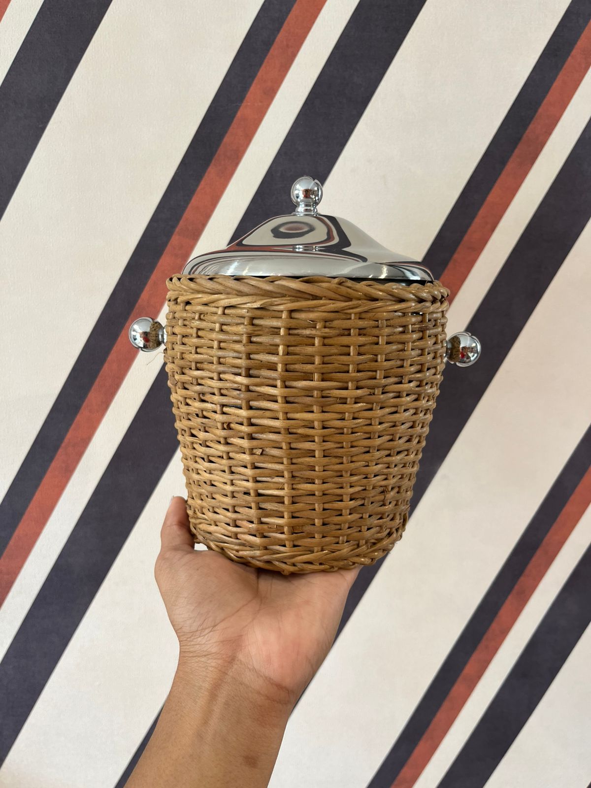 balde de gelo inox com rattan