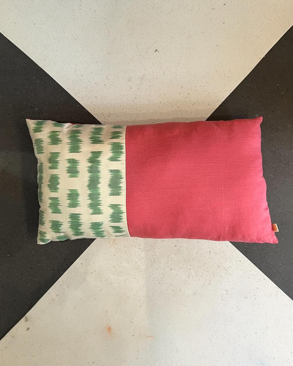Almofada Double Ikat Verde/Rosa 85x45