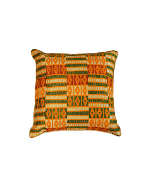 Almofada Kenté Laranja e Amarelo  Cru 60x60