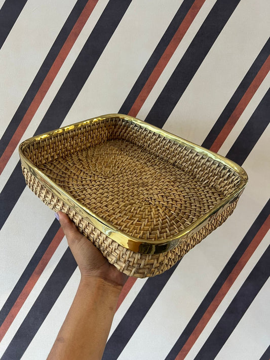 Cesto Fibra com Latão Baixo G