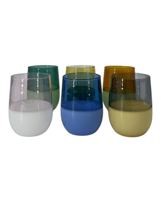 Conjunto De 6 Copos Bicolor Efeito Leitoso