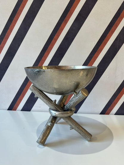 Bowl de Metal Prata com pé
