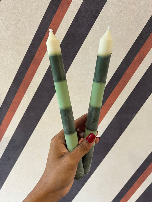 Par de Velas Longas Verde e Branco