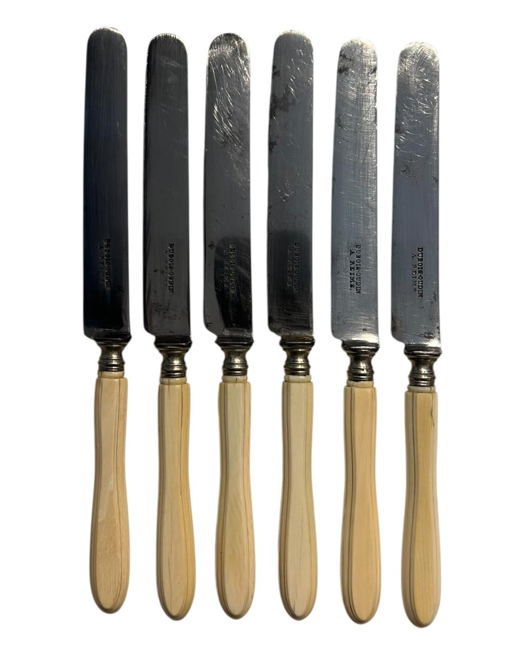 Set de 6 Facas de Prata e Cabo de Marfim