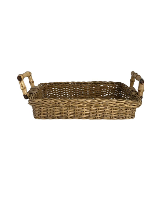 Cesta Retangular Fibra e Bambu