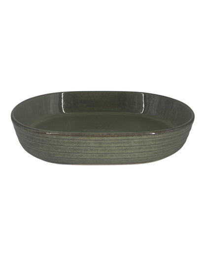 Travessa Oval Em Ceramica Verde M