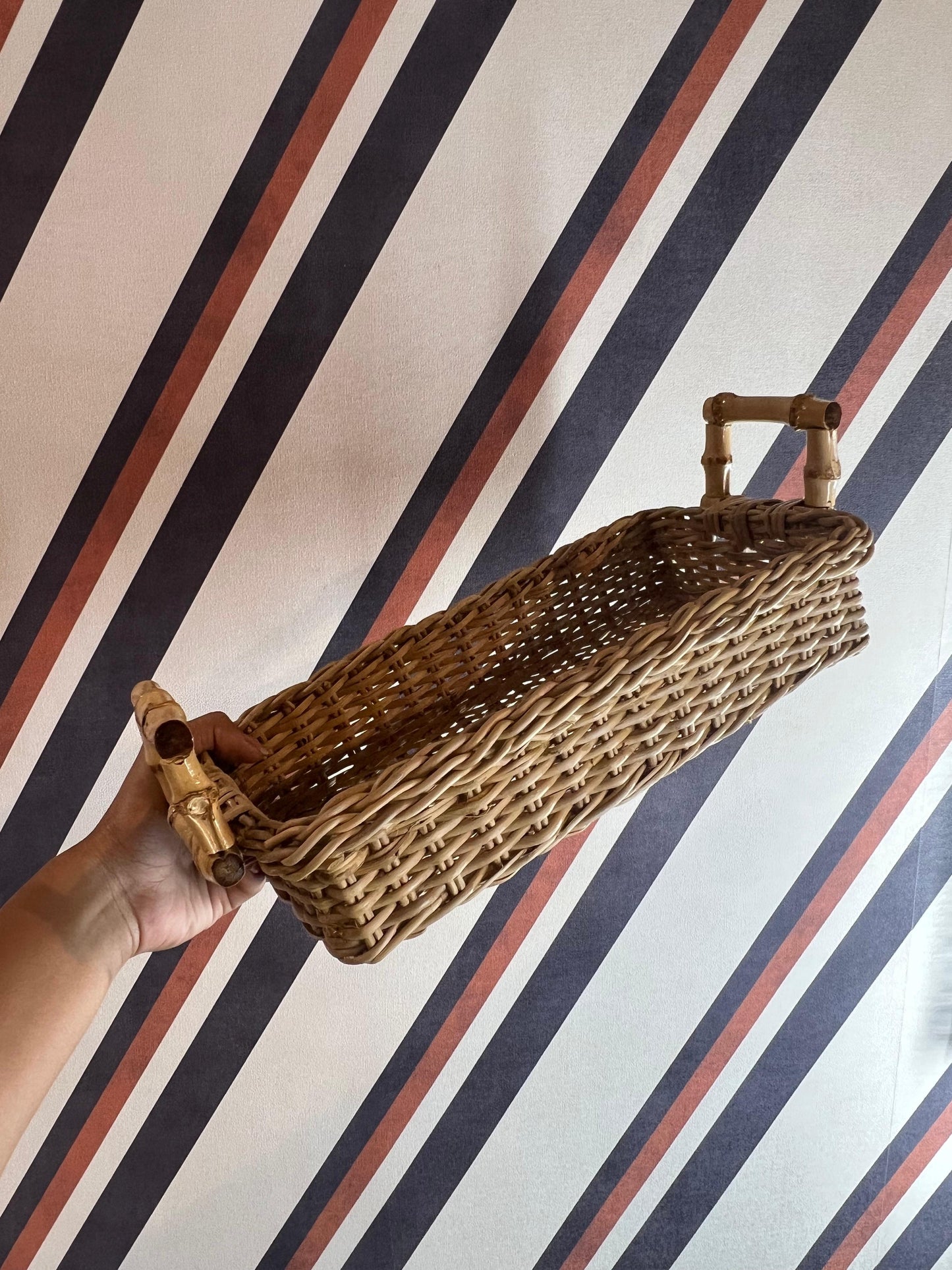 Cesta Retangular Fibra e Bambu