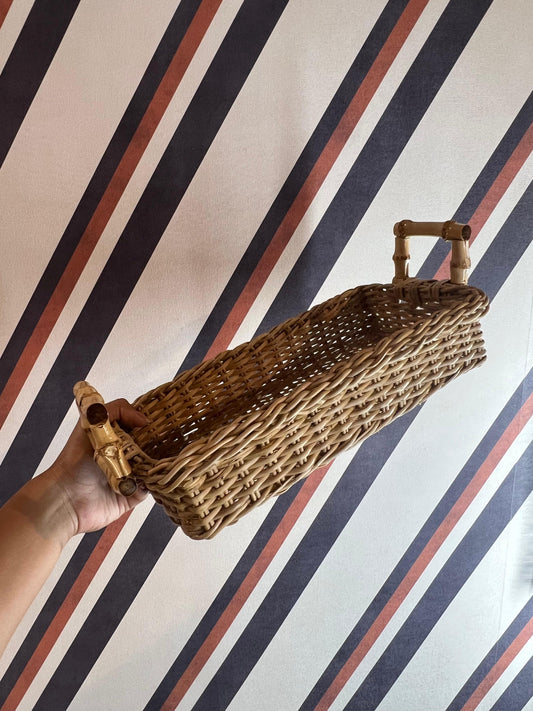 Cesta Retangular Fibra e Bambu