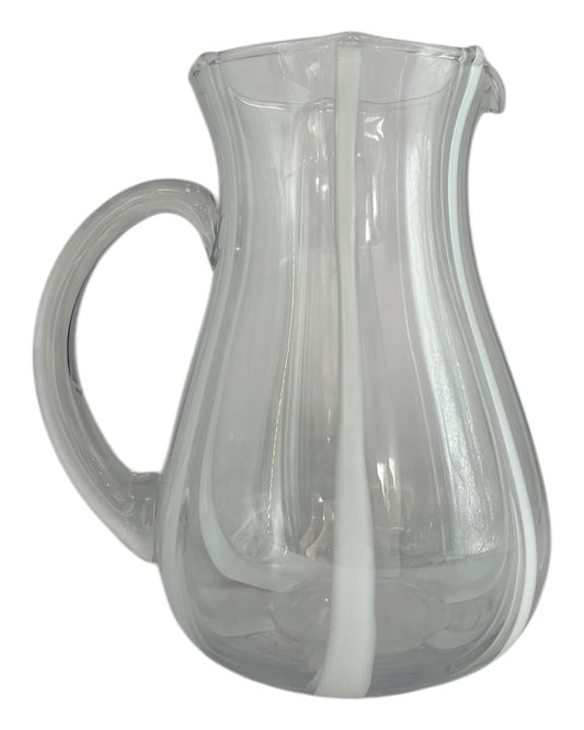 Jarra De Vidro Transparente com listras Brancas