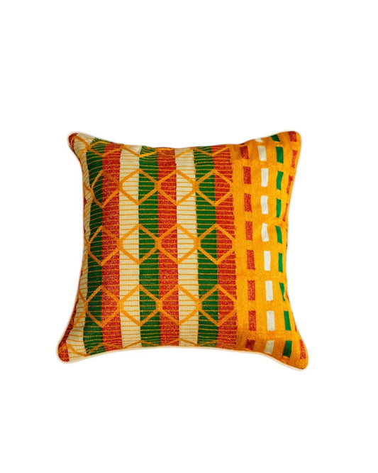 Almofada Kenté Terracota e Verde Cru 55x55