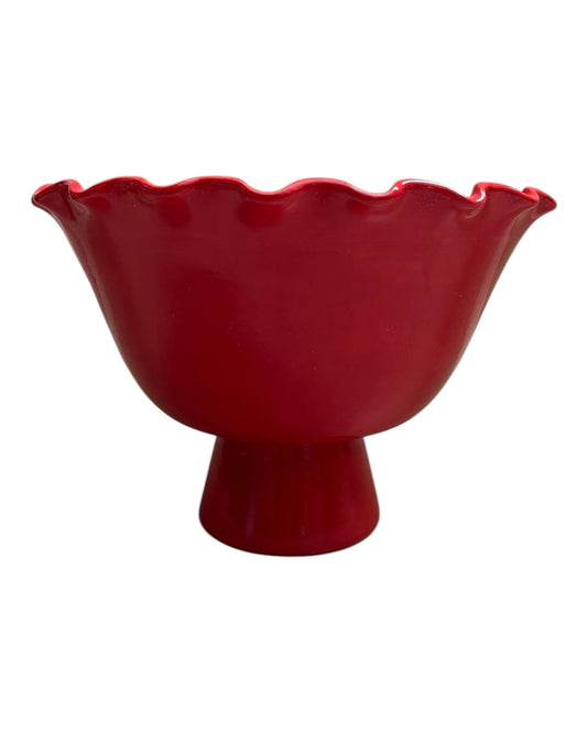 Fruteira Ondas com Pé Vermelho Tomate