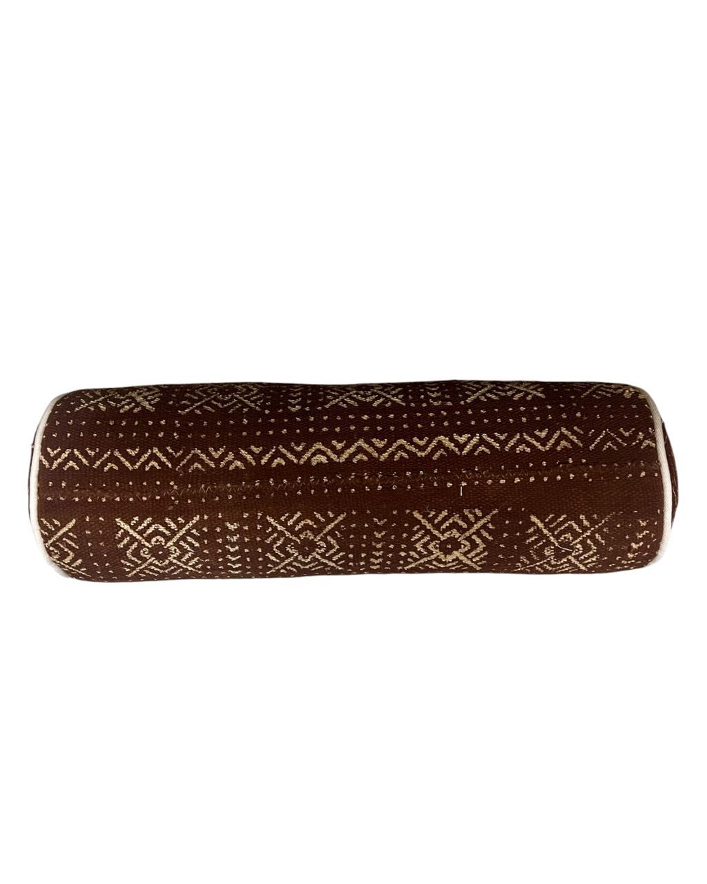 Almofada Rolo Bogolan Terracota Tribal