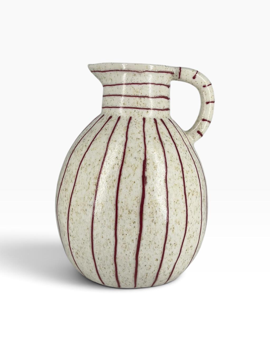 Vaso Jarra Cerâmica Listras Vermelho