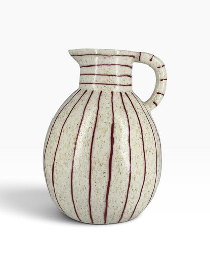 Vaso Jarra Cerâmica Listras Vermelho