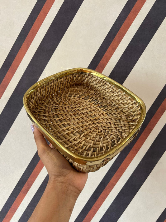 Cesto Fibra com Latão Baixo M